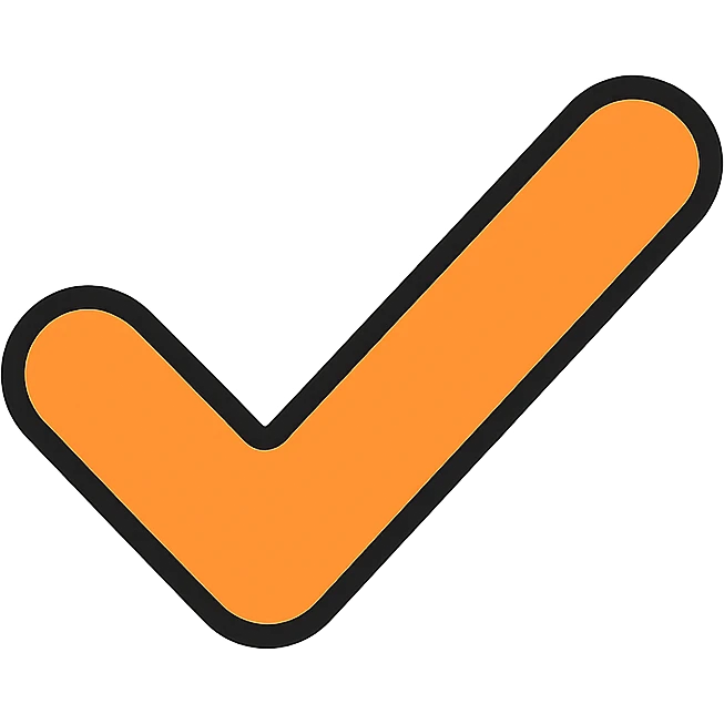 check mark icon, rounded edges, minimal style, color #ff7f00 orange, no text emoji