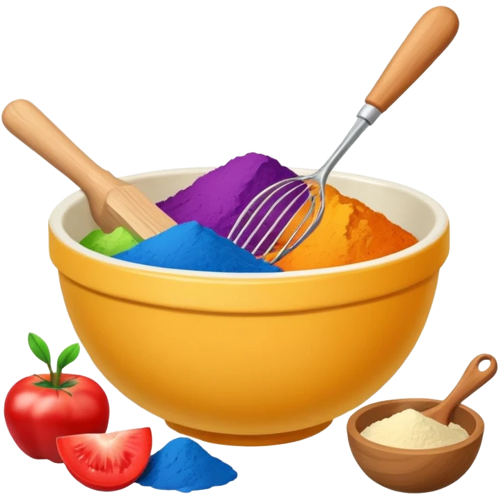 baking ingredients next to a mixing bowl emoji