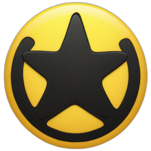 Cercle fond jaune avec une etoile noir emoji