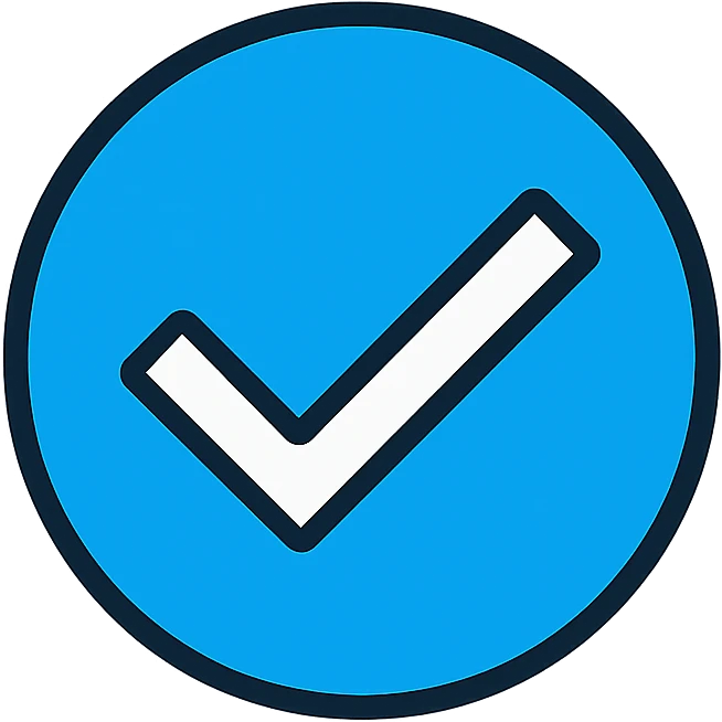 blue circle with a white check mark emoji