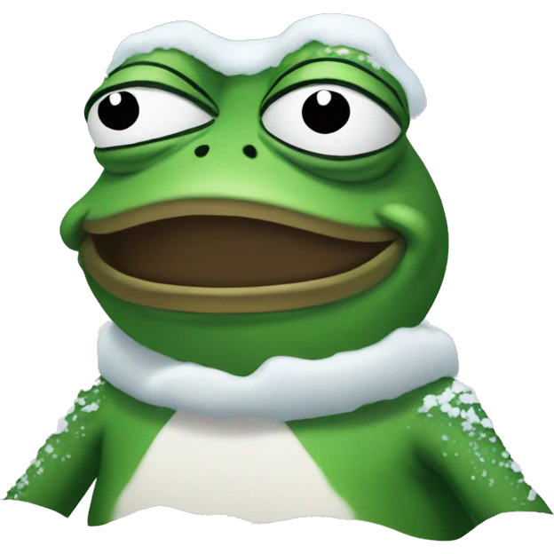 pepe the frog covered in snow emoji