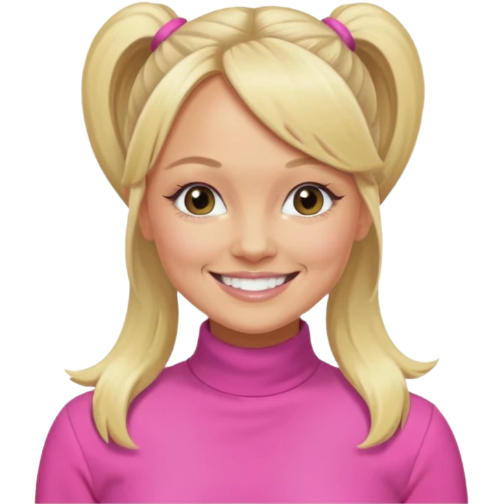 Emma Bunton with blonde ponytail hair and pink outfit emoji