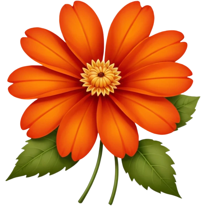 An autumn flower with orange-red petals curled by cool wind. emoji