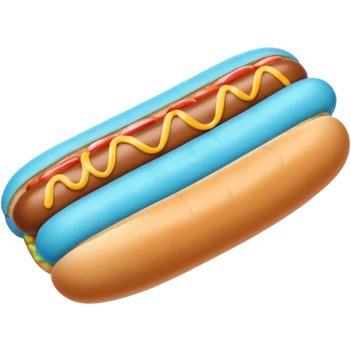 a blue hotdog bun with a minty colored hotdog in the middle of it emoji
