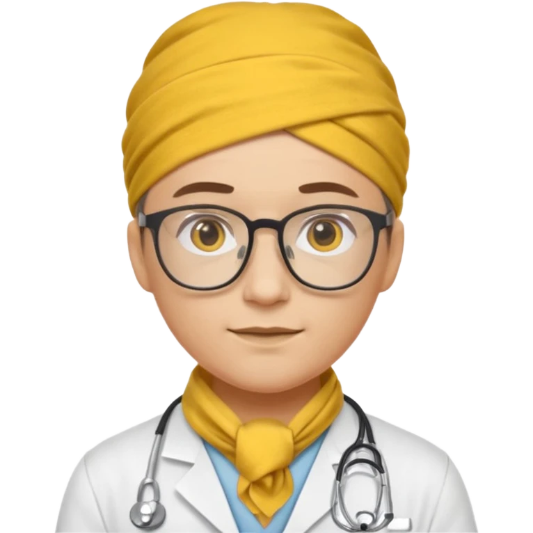 glasses doctor with yellow bandanna emoji