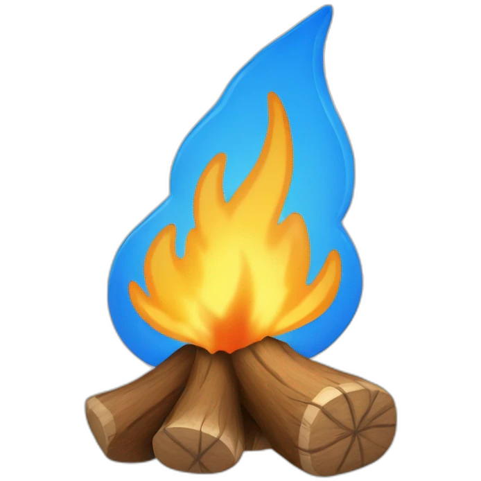 Une flamme bleu sur un feu de camp emoji