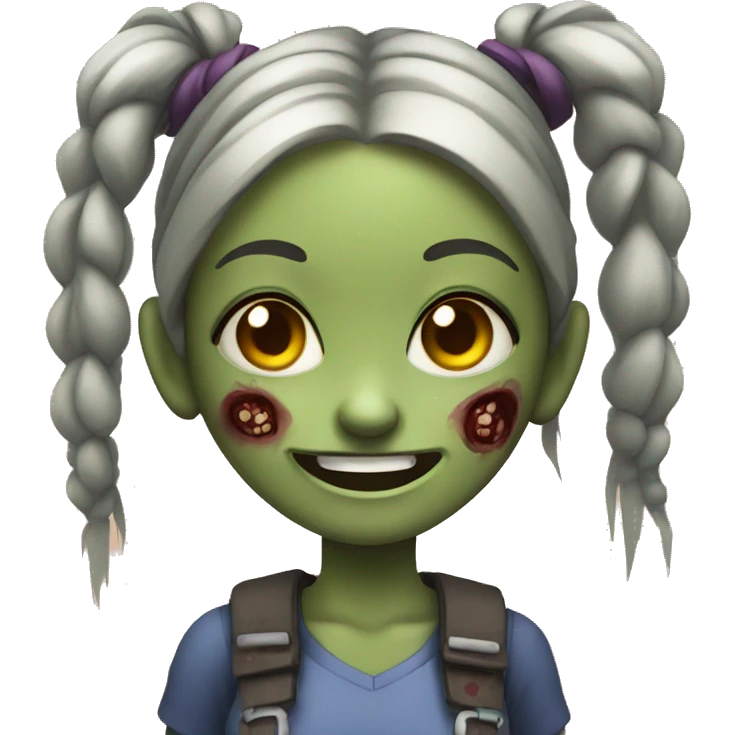smiling girl with twintails zombie emoji