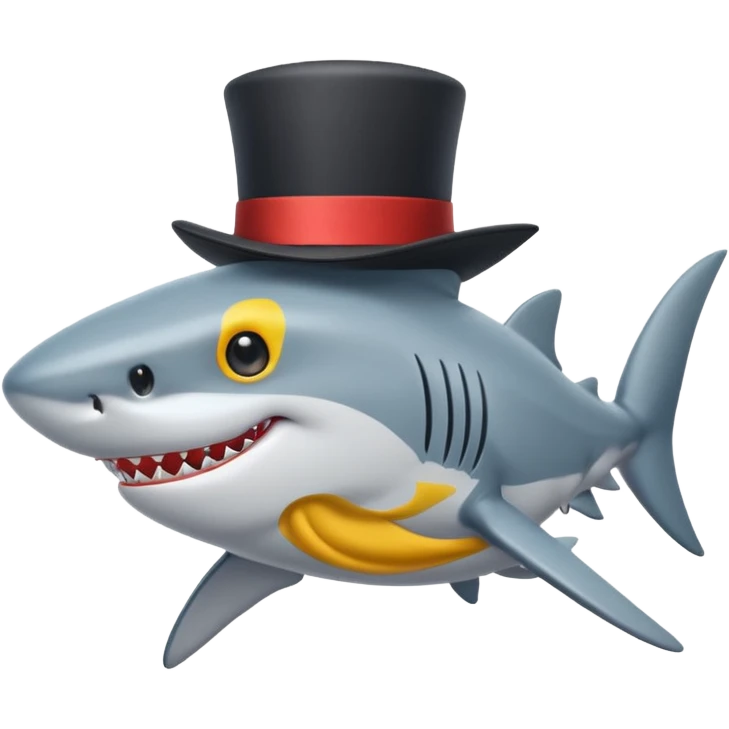 Shark with a top hat emoji