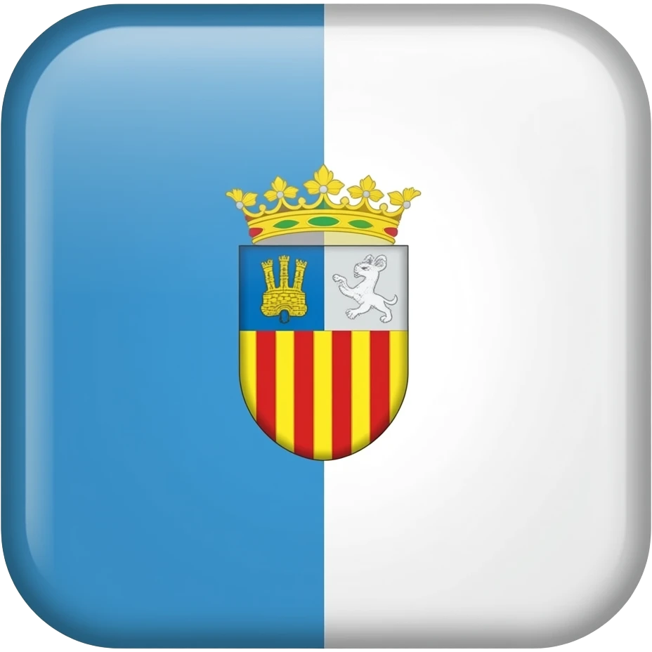quiero la bandera de alicante rectangular con su escudo en medio en el lado izquierdo eo color azul hasta la mitad de la bandera y en la otra mitad el color blanco emoji