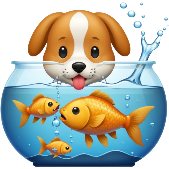 Dog licking a fish in a tank emoji