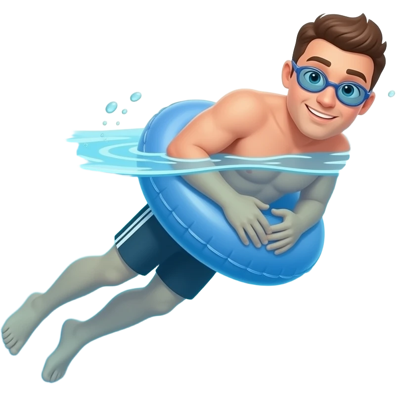 man swimming with swim tube emoji