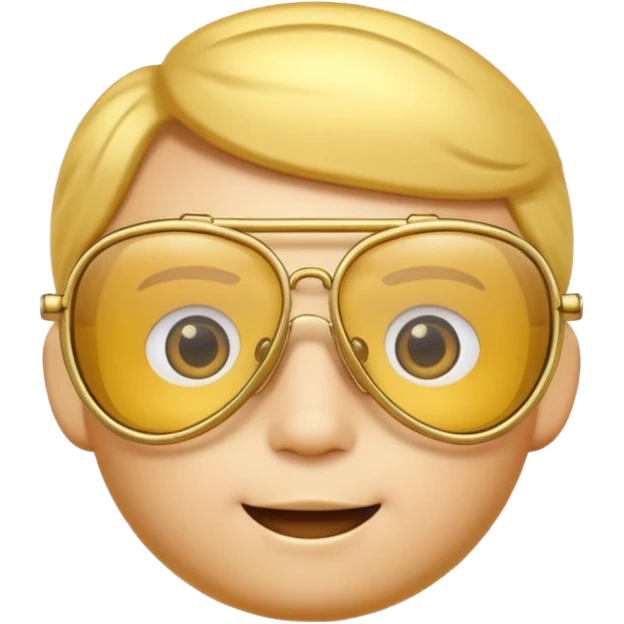 A 3D cartoon golden-yellow aviator spectacle, metallic frame with clear lenses, gentle highlights, Memoji-style. emoji