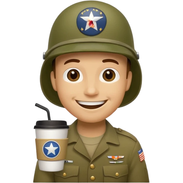 Tassae de cafe anthropomorphe style soldat americain ww2 emoji