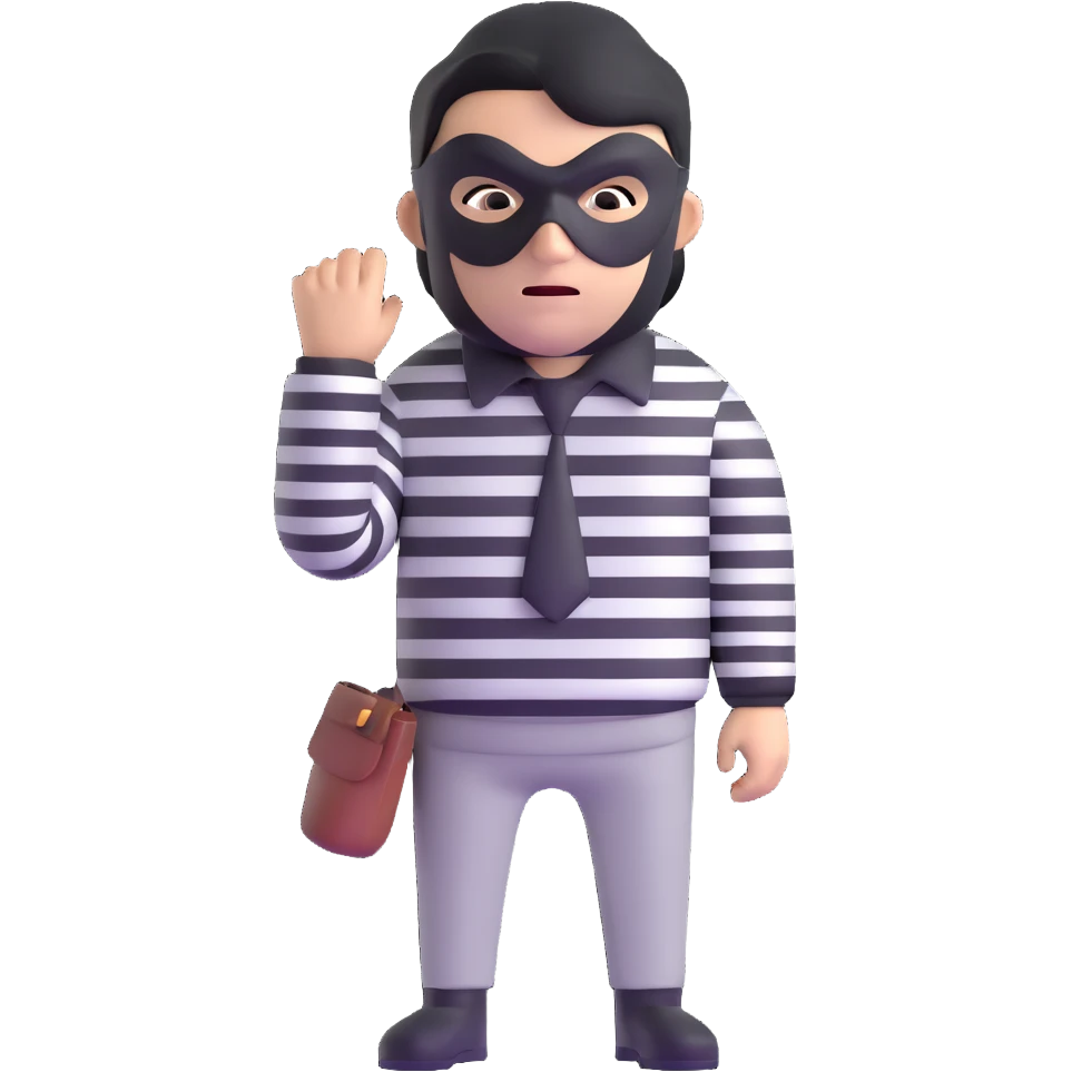 robber with black mask and striped shirt emoji