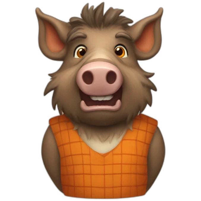anthropomorphic boar with orange cheecks emoji