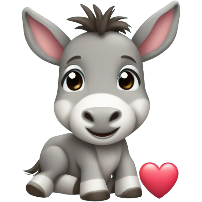 Small cute baby donkey with hearts, toy emoji
