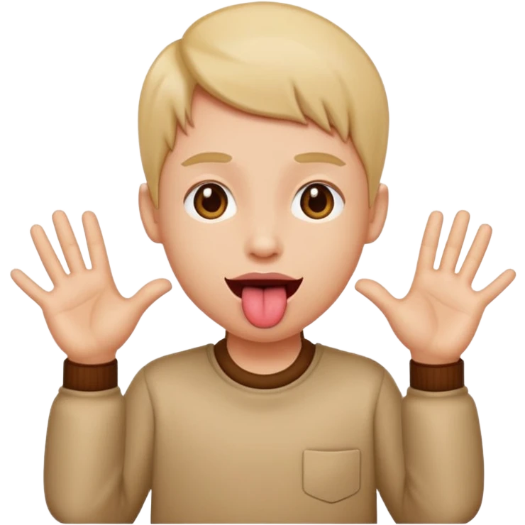 Face with tongue out hands to the side emoji