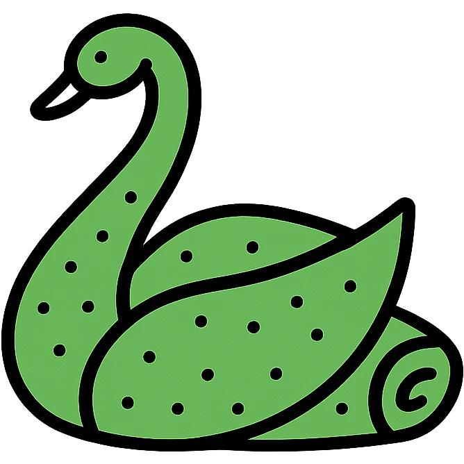 A swan made from a green terrycloth towel emoji