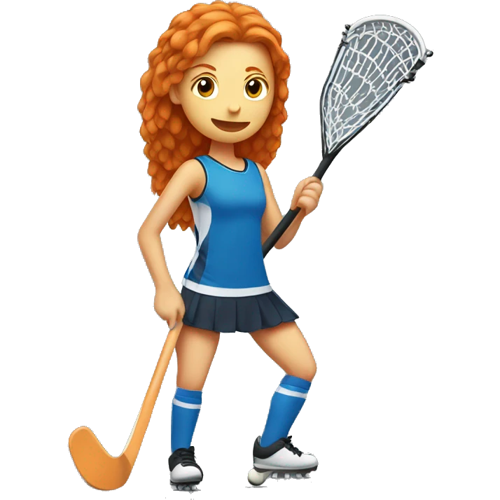 Ginger girl playing field hockey  emoji