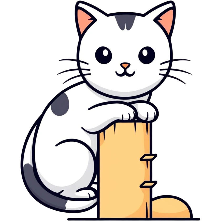 Un gatto con il tira graffi emoji