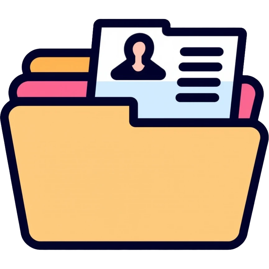 Portfolio folder with resume and charts emoji