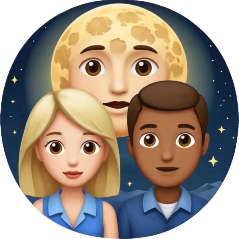 couple talking with moon in the background emoji