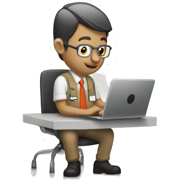 ciervo trabajando en una lapto diseño graf emoji