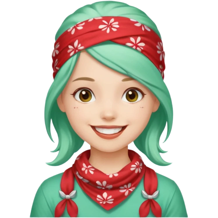 girl with peppermint hair and bandana emoji