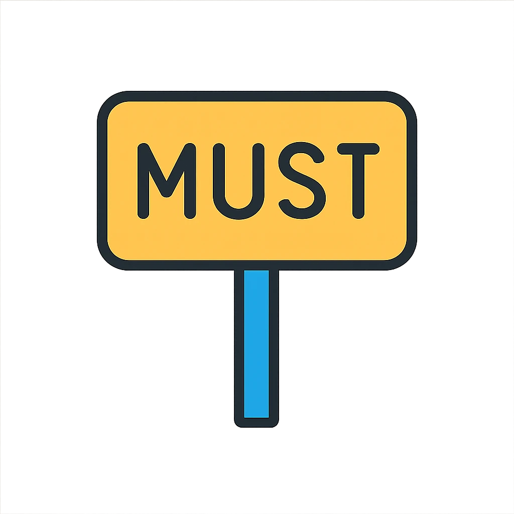 the road sign with the word must emoji