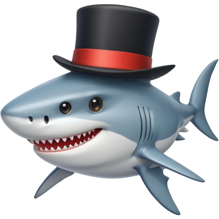 Shark with a top hat emoji