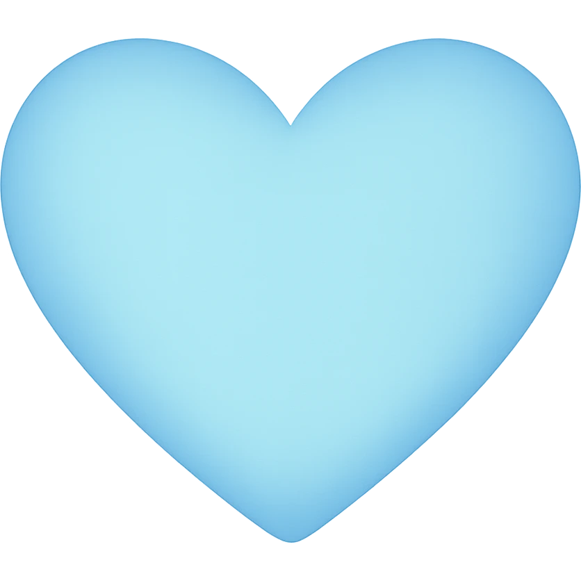 heart with a soft blue gradient, clean digital illustration emoji