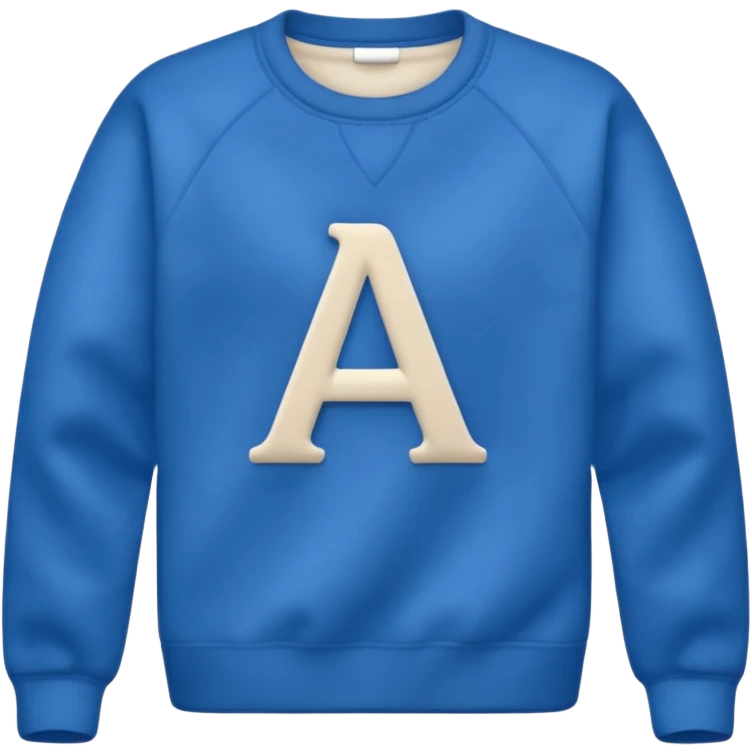 blue sweater with small letter A on upper right chest emoji