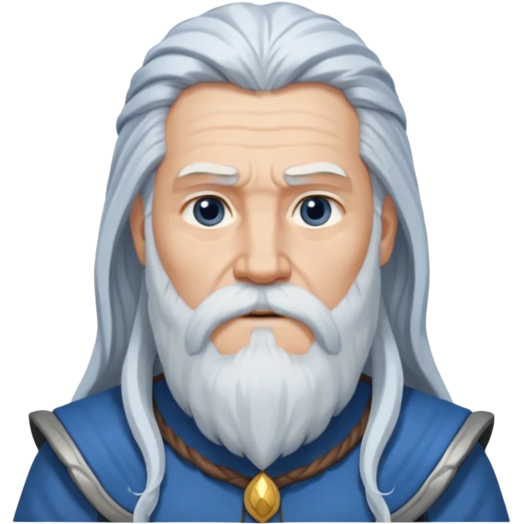 Odin, Wisdom God from Norse Mythology with long white hair, blue and grey outfit emoji