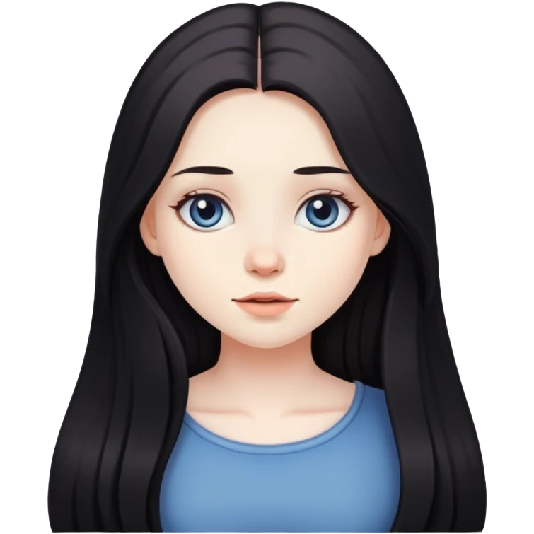 Dark long hair girl pale emoji