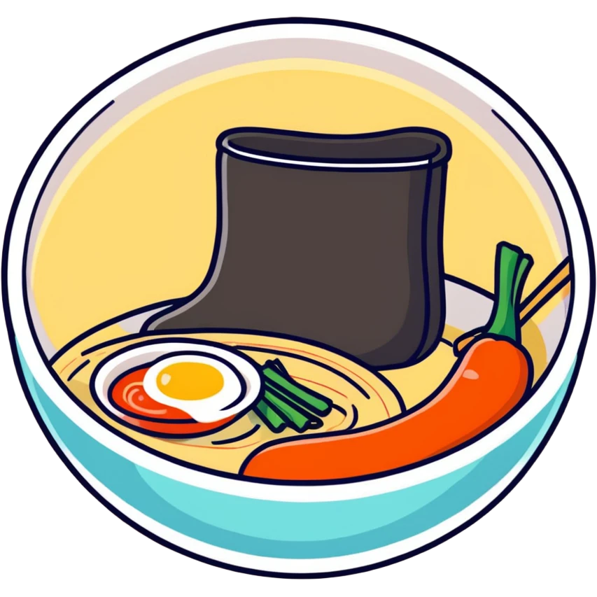 Boot eating ramen emoji