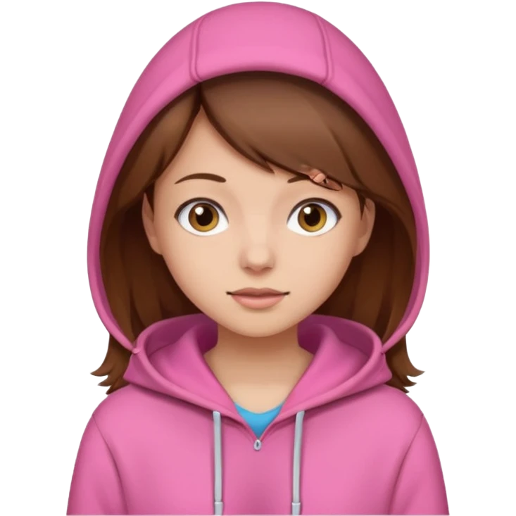 Girl with brown hair and pink hoodie  emoji