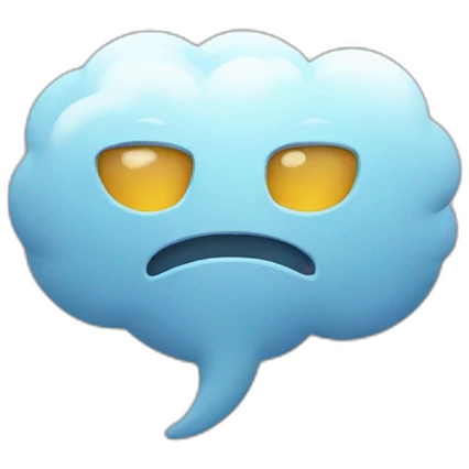 Icon of a bot that has the "conversation cloud" emoji flying out of its mouth emoji