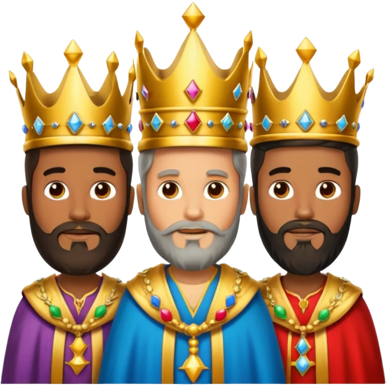 Un emoji de los tres reyes magos juntos(son tres hombres ,dos blancos y uno negro) emoji