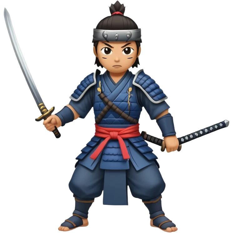 fierce samurai wielding sword in battle stance emoji