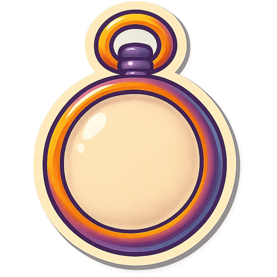 pocket watch with a blank face, no hands, no numbers, retro sticker style emoji