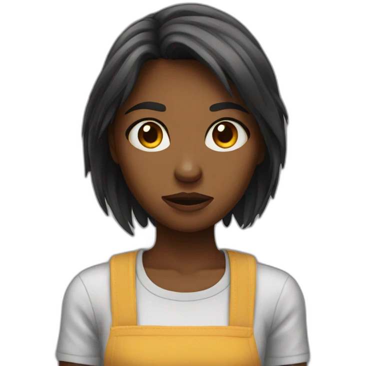 A girl who is hungry and in a bad mood emoji