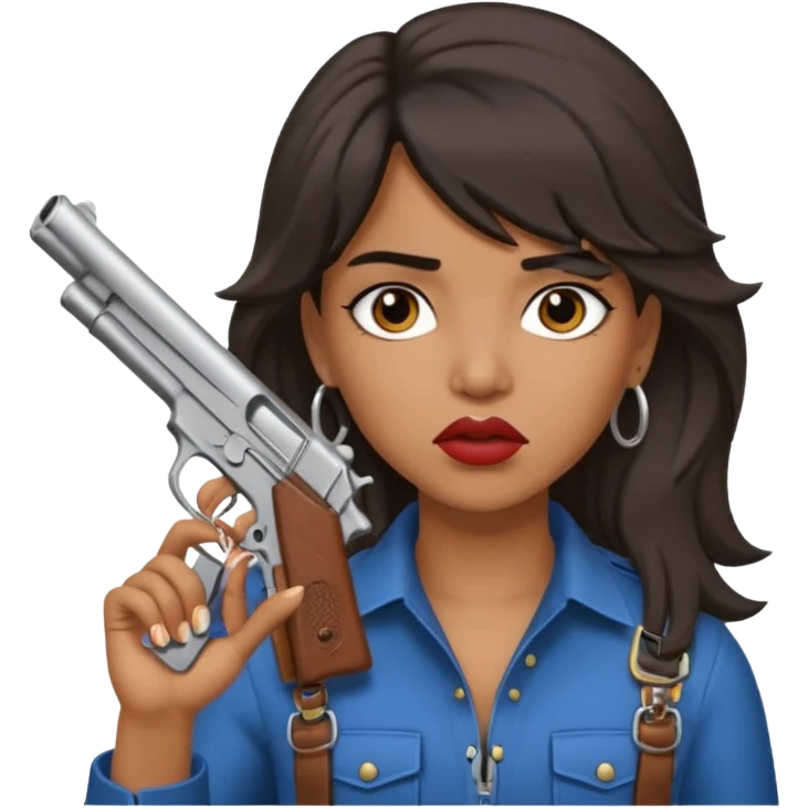 latina with mullet putting gun in her mouth emoji