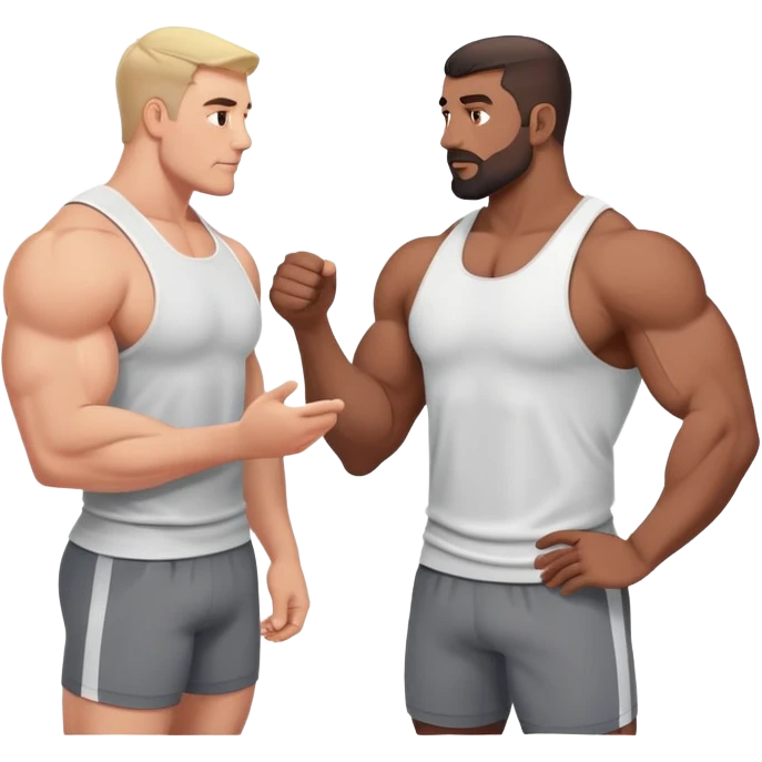 muscular fathers talking in a gym emoji