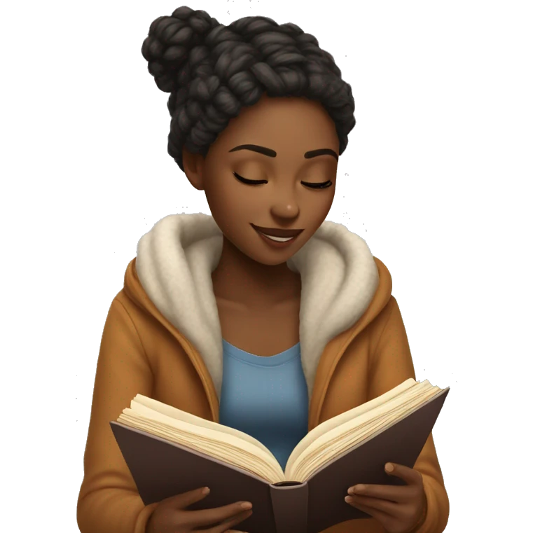cozy girl reading book realistic emoji