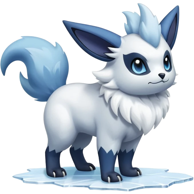 Shiny White Furry Snowy Ice-type Absol-Minccino-Zorua-Hybrid (Full body) emoji
