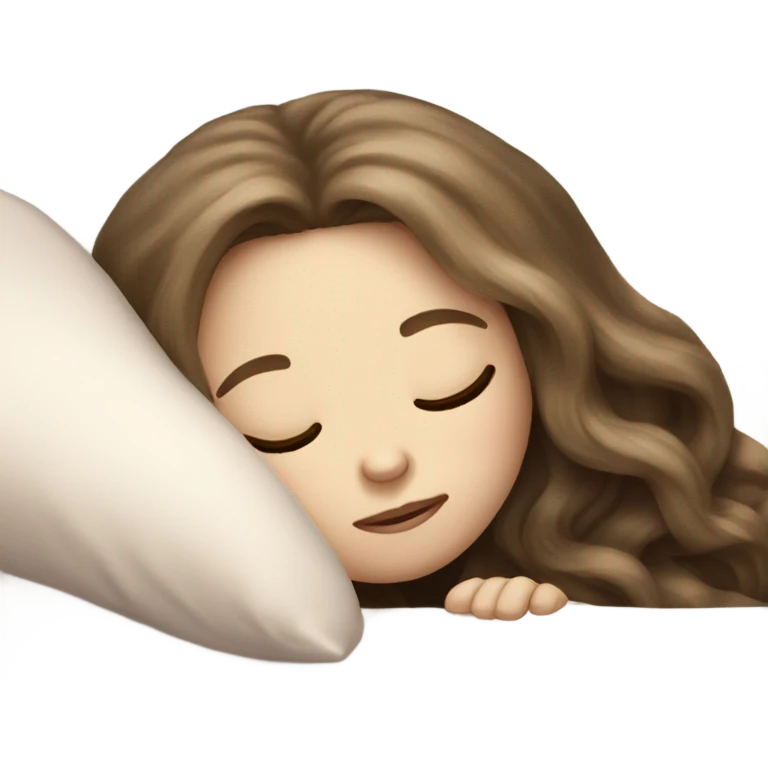 pale girl with long brunette hair sleeping emoji