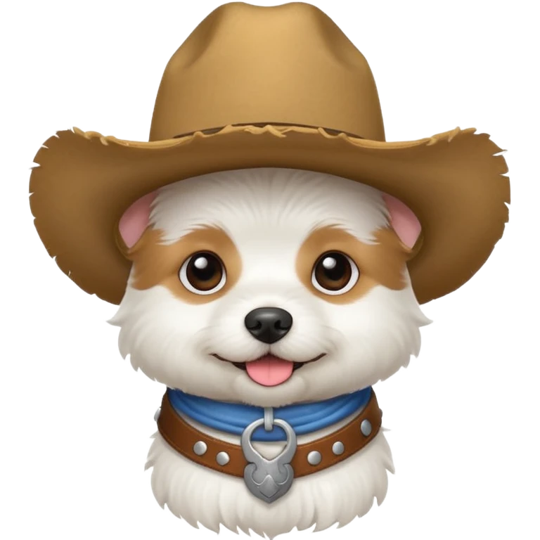 small white dog with a cow boy hat emoji