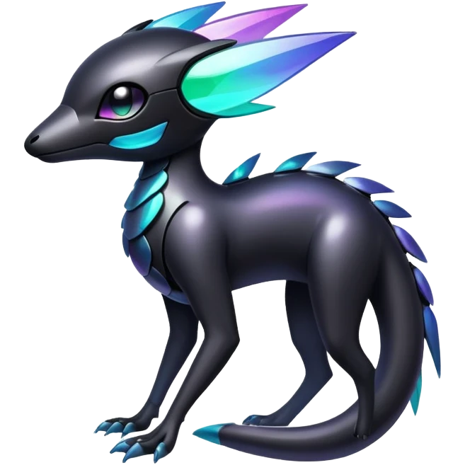 Modern futuristic Iridescent black dark fakemon-creature emoji