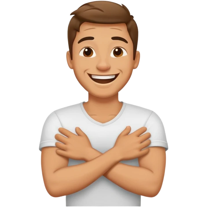 arms crossed holding neck laughing guy emoji