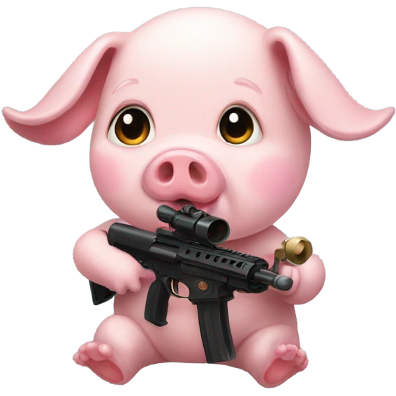 Baby pig sniper shoots heart fire emoji